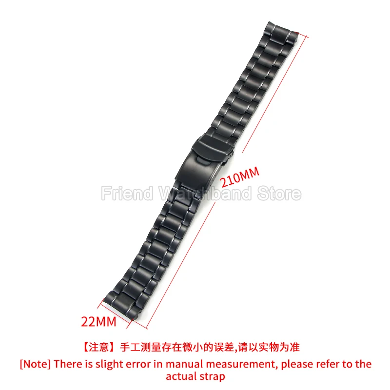 For Seiko PROSPEX SRPE99K1 SRPC91J1 22mm Black Stainless Steel Watch Accessories Special Interface Wear Resistant Skin Friendly