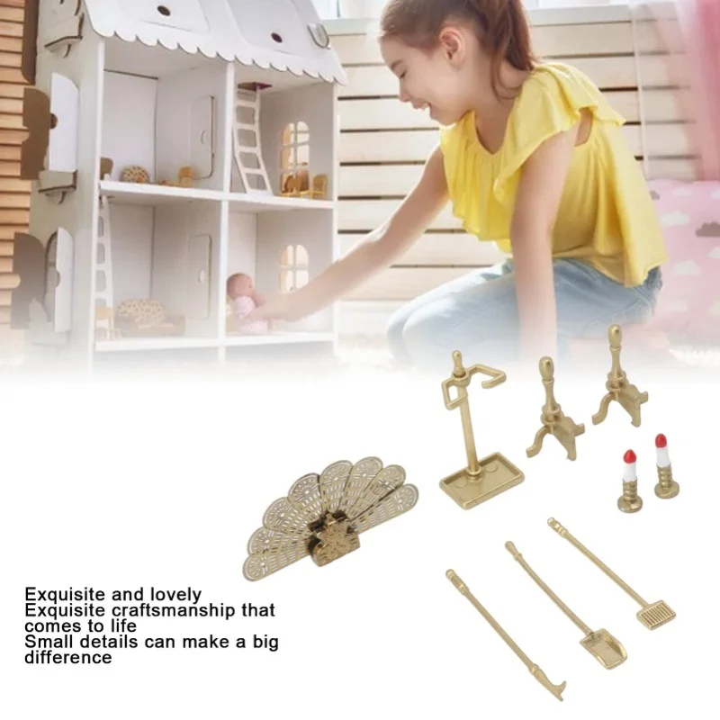 인형의 집 벽난로 액세서리 세트 장식용 인형의 집 미니어처 가구 액세서리 1/12 인형의 집 장식용