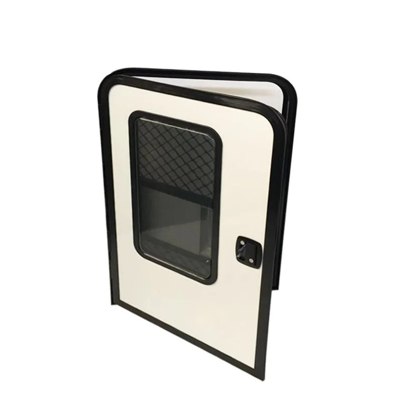 Left-hinged 700x1200mm RV Camper Trailer Door with Double Glazing Acrylic Fixed Door Window with Aluminum Inner Screen Door