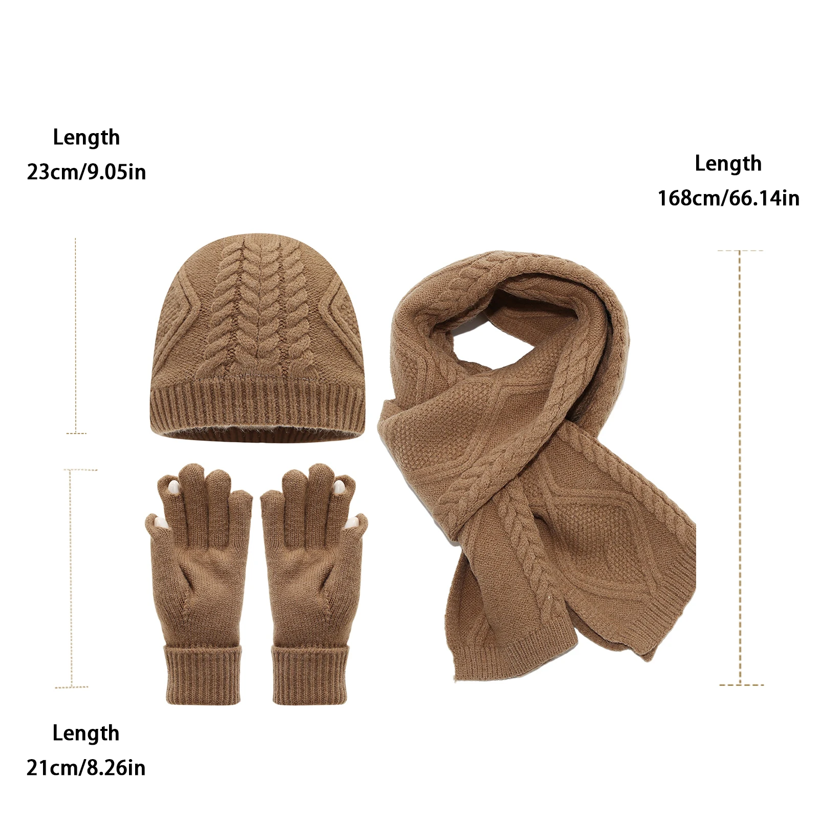 Ladies Thickened Warm Hat Scarf Gloves 3-in-1 Set Anti-Cold Women Winter Knit Accessory Bundle for Cold Weather