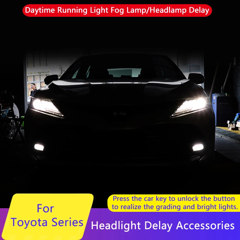 QHCP Car Headlight Delay Module OBD Plug Fog Light Daytime Running Light Delay Modification For Toyota Camry 2018 2019 2020 2021