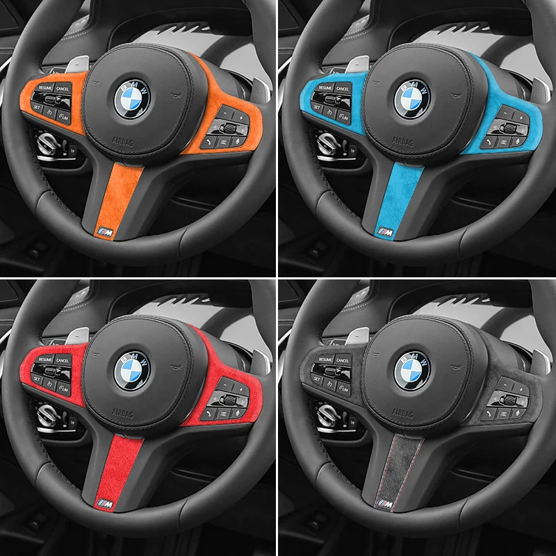 Made of Alcantara For BMW G30 G20 G28 G21 G11 G12 F40 Z4 G32 Car Steering Wheel Stickers Button Trim Frame Interior Accessories