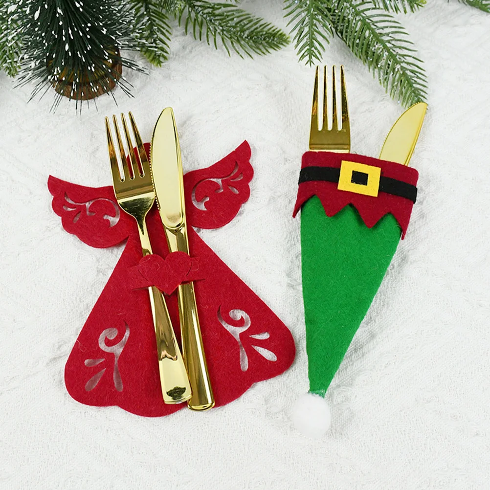 

6Pcs Christmas Cutlery Holders Xmas Silverware Holder for Party Dinner Table Decor Xmas Cutlery Decoration Fork Cutter