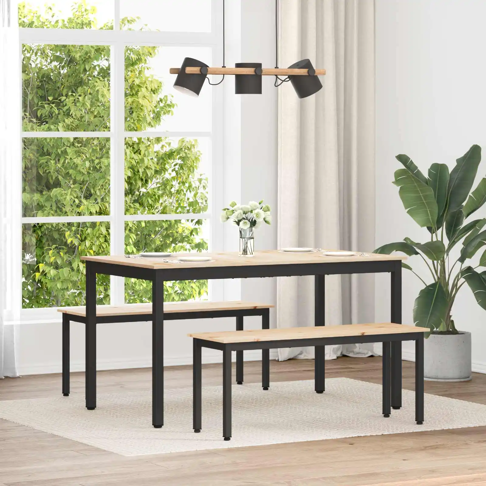 Natürliche Bank 110 x 35 x 45 cm aus massivem Kiefernholz, Nachttischbank für Zuhause, Freizeitbank mit Stauraum für Schlafzimmer, Eingangsbereich