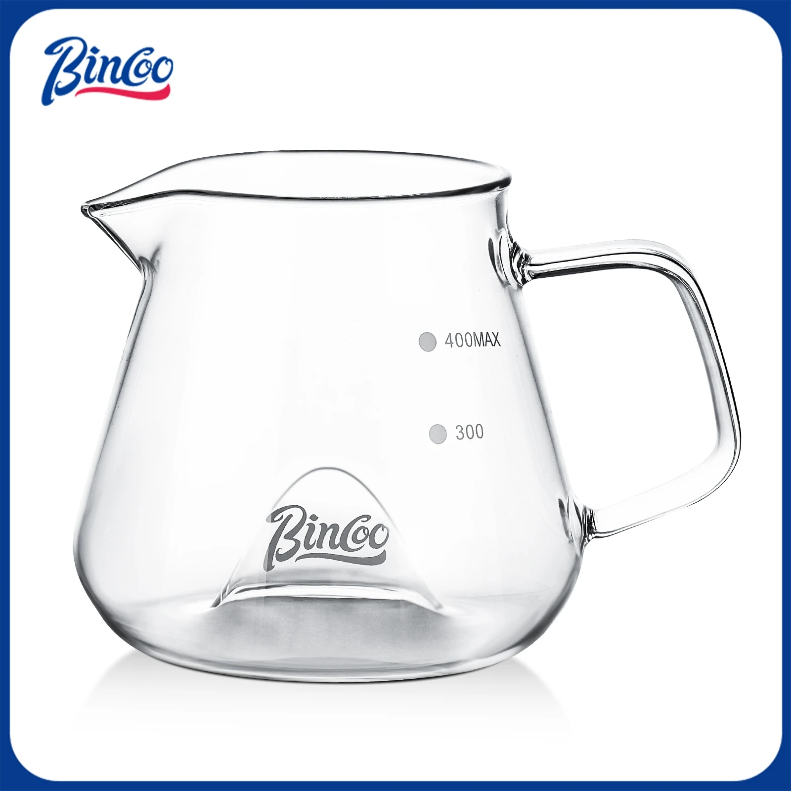 

Bincoo Pour Over Coffee Carafe Transparent Glass Home Use Sharing Jug with Spout Heatproof and Easy Clean