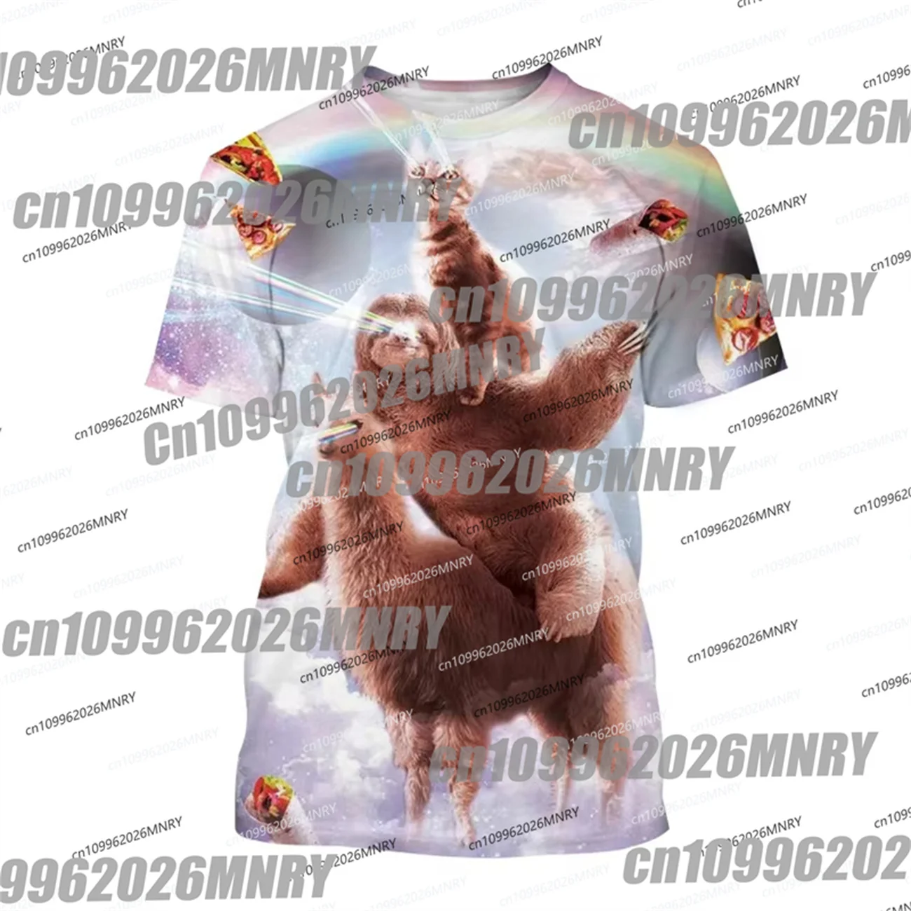 Funny Galaxy Sloth T Shirt For Men Kids Casual Animal Pizza 3d Print T-shirt Streetwear Tops Plus Size Short Sleeve Moto Shirts