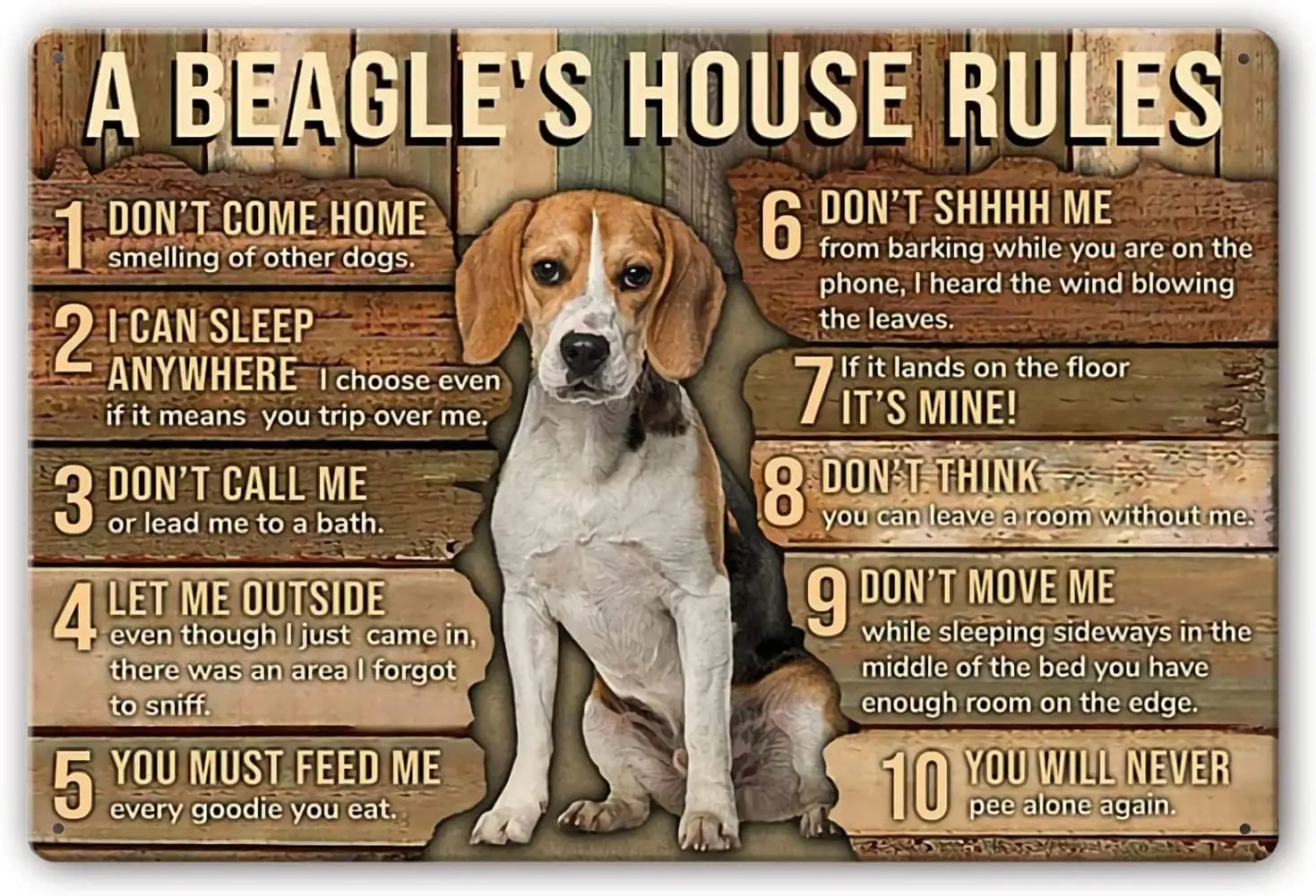 Beagle Dog Wall Decor Metal Signs My House My Rules Poster for Room Prints Decor for Office Tin Sign Decorative Pictures fo sign