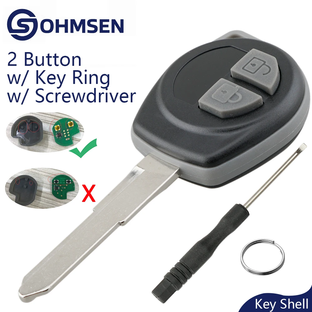 

OHMSEN 2-кнопочный дистанционный автомобильный брелок для ключей, ремонтный чехол для Vauxhall Agila Suzuki Ignis Alto SX4 Vitara Swift