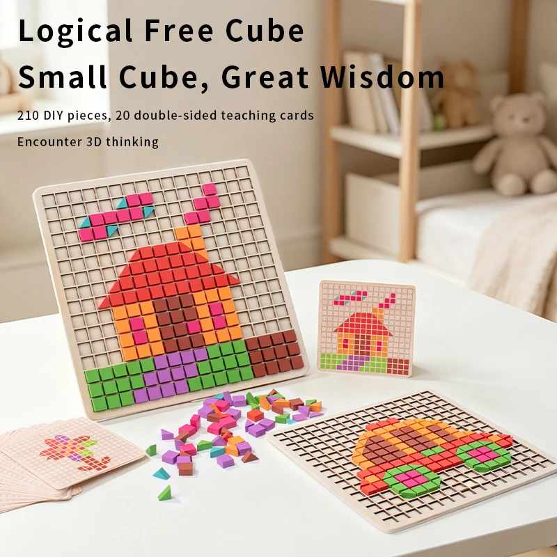 Kids Educational Game 3 - Quebra-Cabeça Lógico de Madeira - Brinquedo