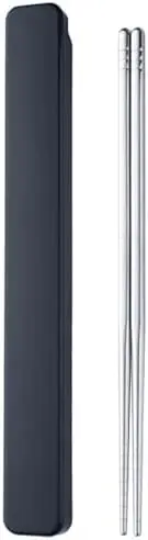 

Палочки для еды из нержавеющей стали с портативным футляром - многоразовые и удобные для путешествий (черные)