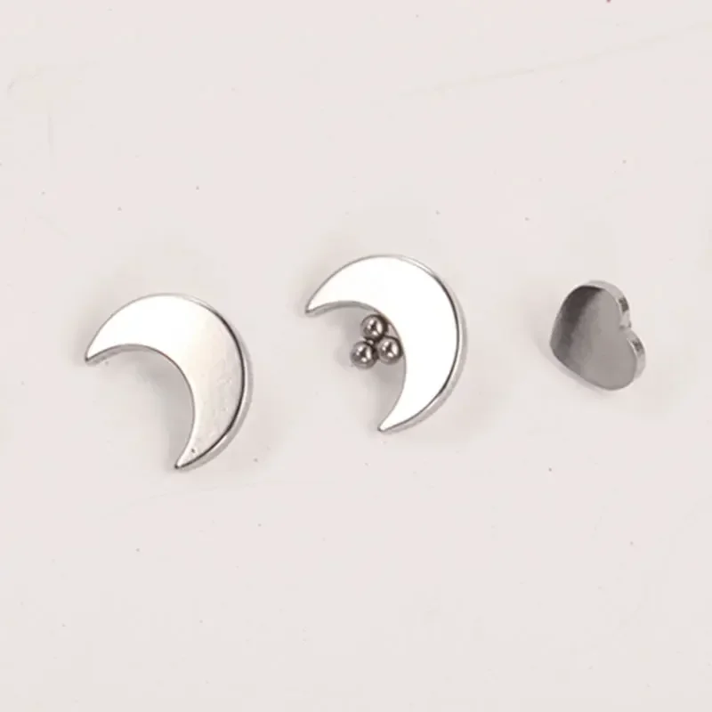 10Pcs F136 Titanium Star Moon Micro Dermal Anchor Piercing Top Skin Diver Surface Labret Tongue Eyebrow Piercing Body Jewelry