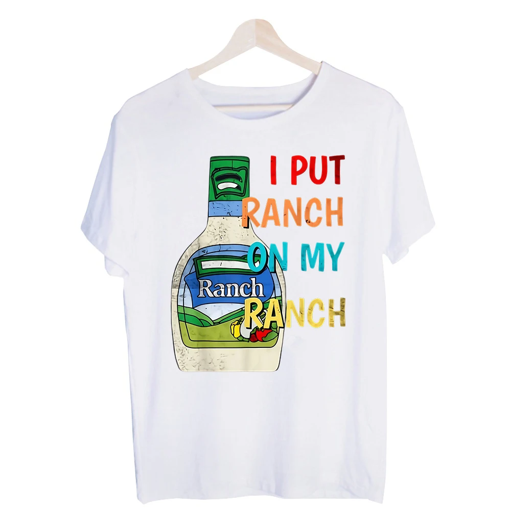 Men's Ranch Dressing Bottle Slogan Graphic Tee, Short Sleeve Casual Shirt for Daily Wear and Summer Outfits