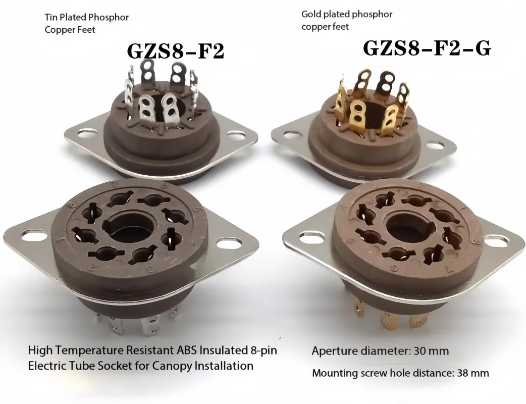 2PCS electric wood large eight pin electronic tube socket GZS8-F2 shed PCB board installation suitable for KT88 6550 EL34 6L6