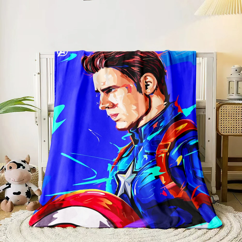 

Captain America Blanket - Lightweight Flannel Throw Sofa, Bed, Knee, Travel, Living Room, Office, Sofa, Chair, Blanket，blanket