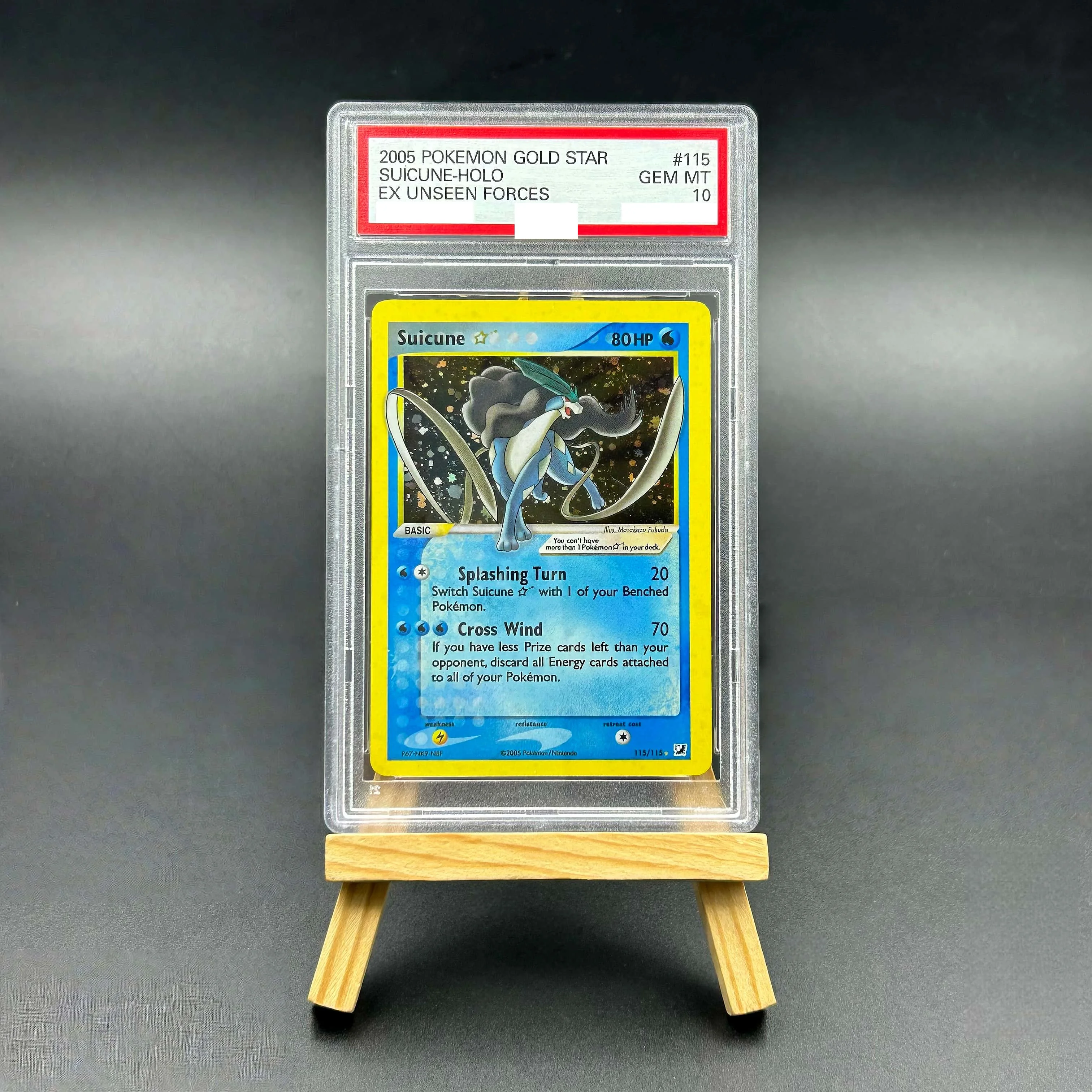 

2005 Pokemon EX Unseen Forces Suicune Gold Star Holo Textured Card - Gem Mint 10 Collectible TCG