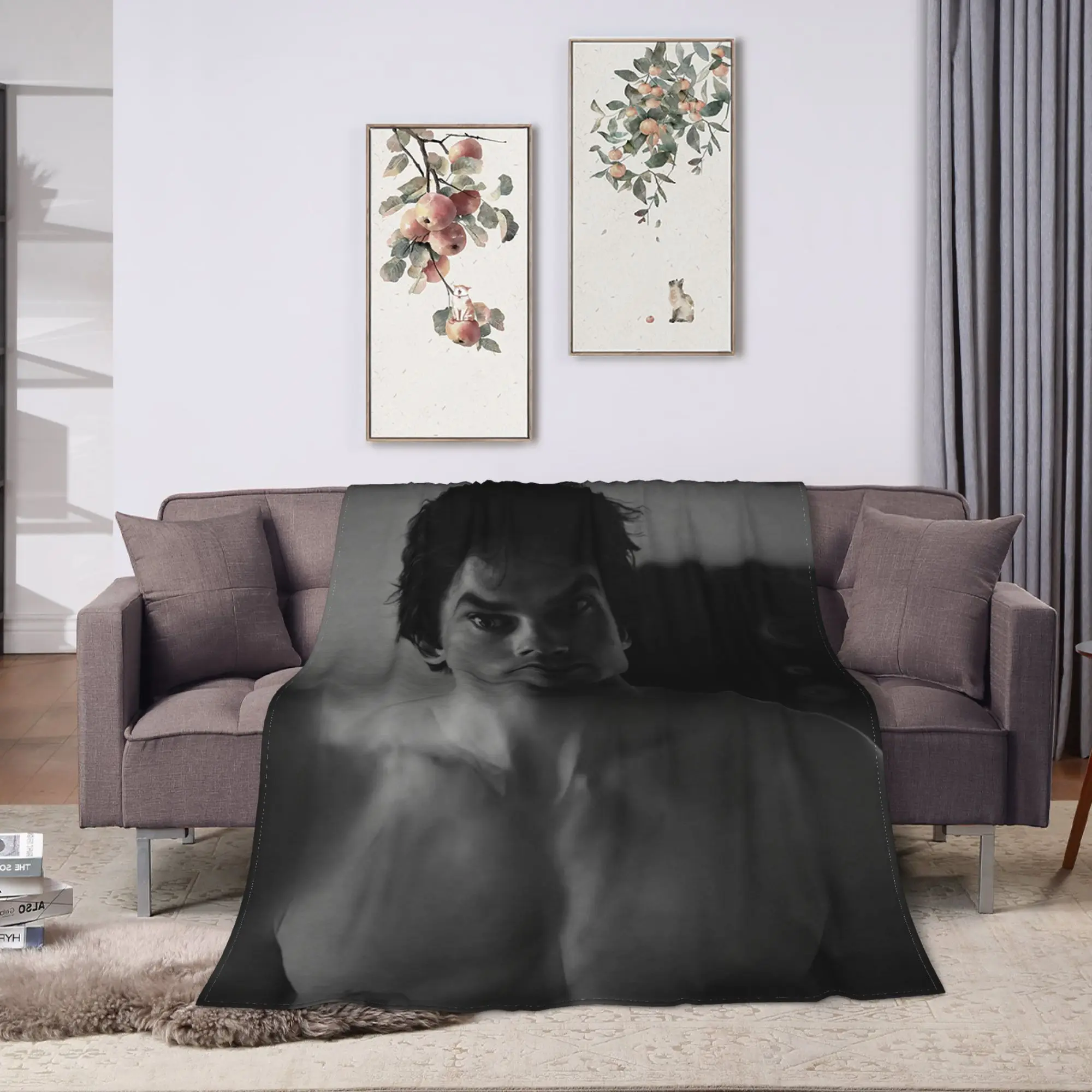 The Vampire Diaries Damon Salvatore TV Series Blanket Quality Soft Warm Throw Blanket Autumn Travel Home Decor Graphic Bedspread