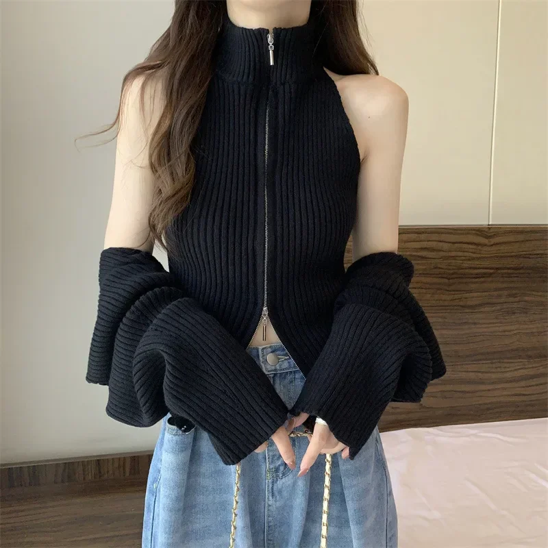 Pop Elegant New Women's Suit Knitted Cardigan Shoulder Vest Jacket Slimming Smooths Your Silhouette Stylish 2-Piece Set Autumn