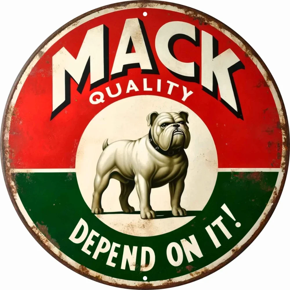 Vintage Mack Trucks Bulldog Metal Sign 8x8 Ideal Decor for Home and Dining Spaces Restaurant Bar Cafe