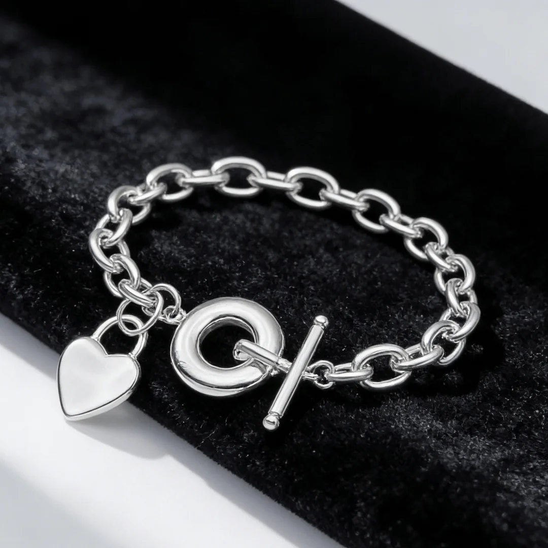 Original designer 925 sterling Silver Elegant Heart Lock Bracelets for Women fashion Jewelry Wedding accessories party gifts