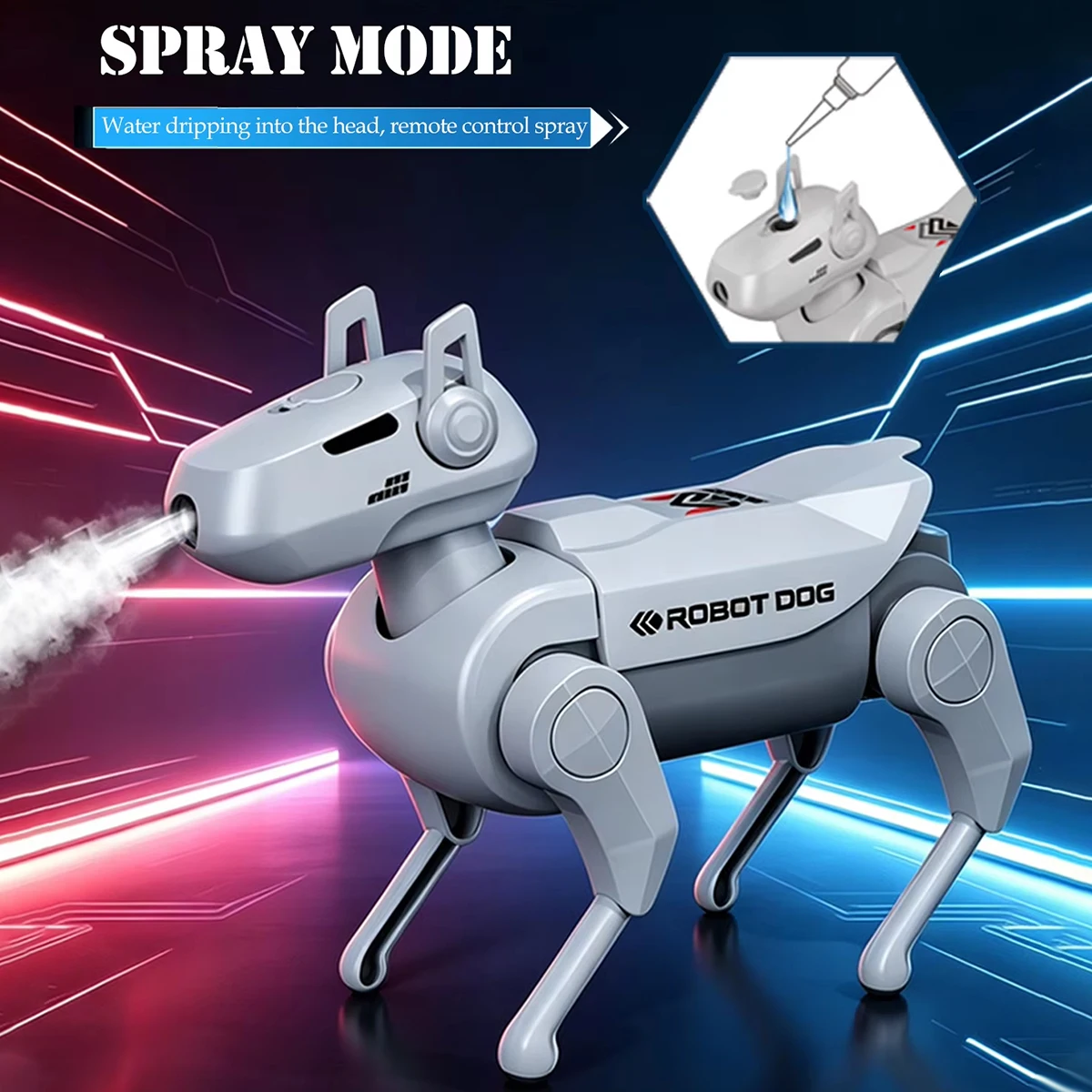 Children's Remote Control Robot Dog - DIY Assembled Building Blocks set Smart robotic Dog with spray - Science & Education Toys