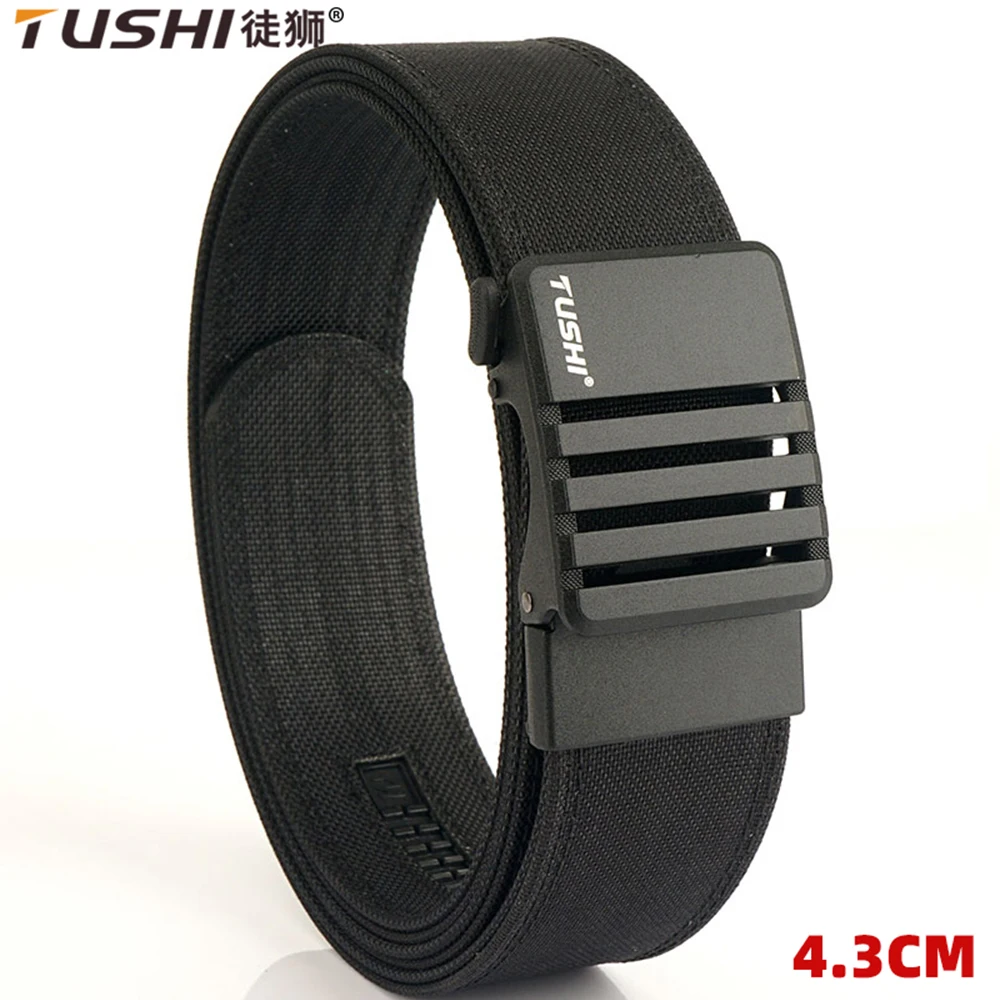 

Тактический ремень TUSHI Hard 4.3 для мужчин, с металлической автоматической пряжкой, для стрельбы IPSC, из нейлона 1100D, военный ремень, для активного отдыха, мужской