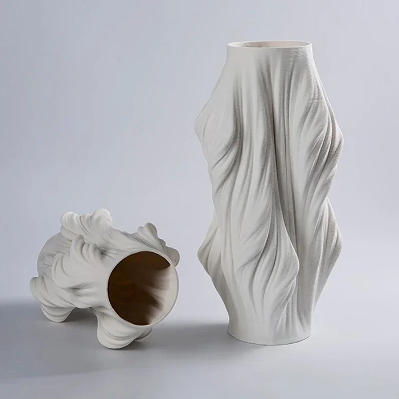 Creative 3D Printing Ceramic Vase Modern Porcelain Flower Vase Luxury Nordic Stand for Flowers Table Decoration Living Room Gift