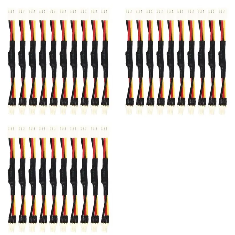 30PCS 3PIN Reduce PC Fan Speed Noise Extension Resistor Cable Wire 3 Pin Male To Female Connector For PC Fan