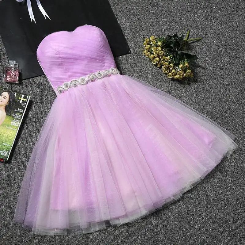 Simple Strapless Quinceanera Dresses For Prom Party Evening Ball Gowns Mini Dress Beading Belt Vestido Multiple Color Available