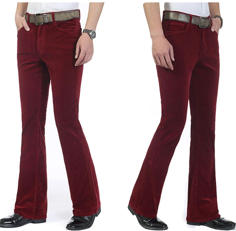 Idopy Men`s Classic Corduroy Bell Bottom Flares Jeans Stretchy 60s 70s Bootcut Pants Trousers