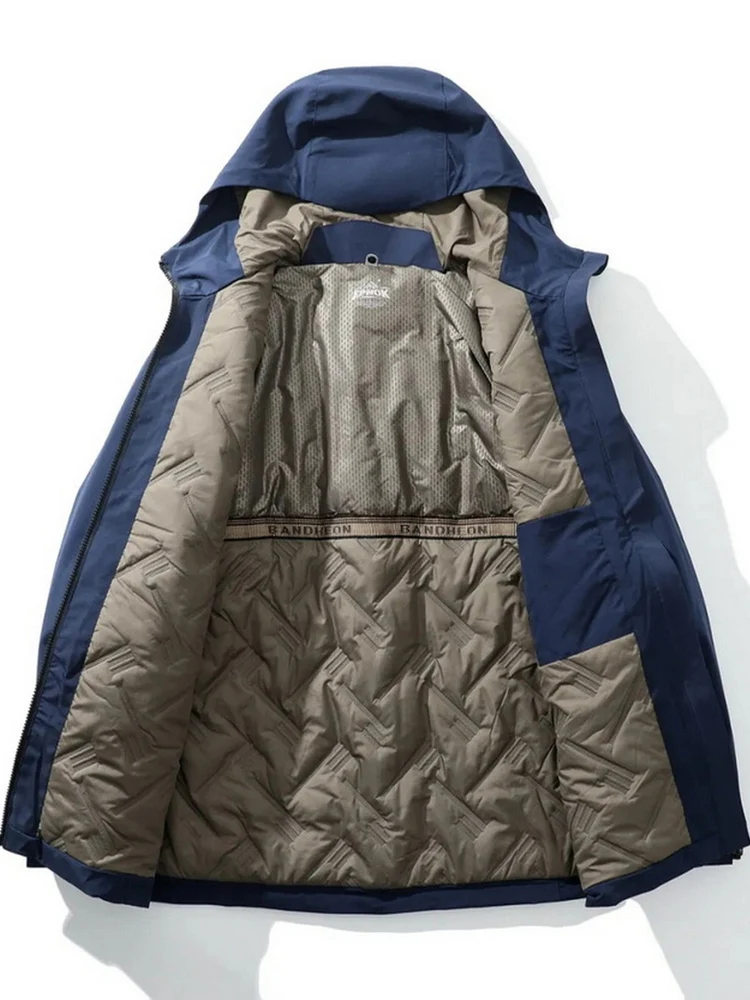 

Мужская повседневная утепленная куртка с капюшоном для активного отдыха, теплая, ветрозащитная, водоотталкивающая, свободного кроя, хлопковая, модная, в городском стиле