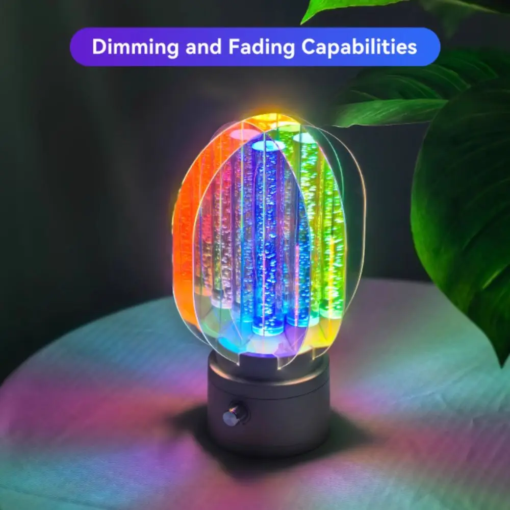 Dimmable Acrylic Nightstand Lamp 360 Rotation Plastic Aurora Table Lamp Rechargeable Battery Soft Glow Rotating Night Light