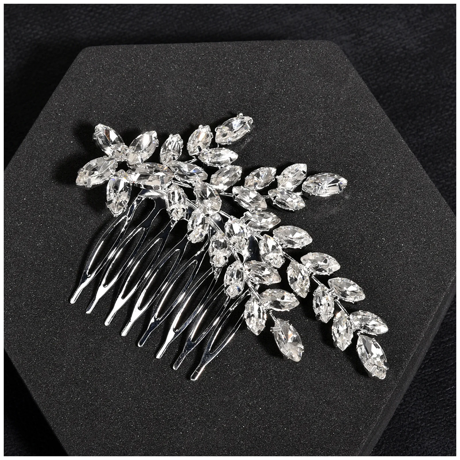 

Bride Hair Side Comb Clips Tiara Strong Hold U Shape Glass Diamond Hair Piece for Female Daily Headdress Jewelries