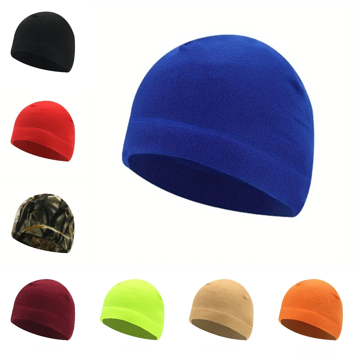 Winter Warm Cap Solid Fleece Outdoor Sports Windproof Running Skiing Cycling Hat Soft Beanie Cap Women Men Ski Bike Hat