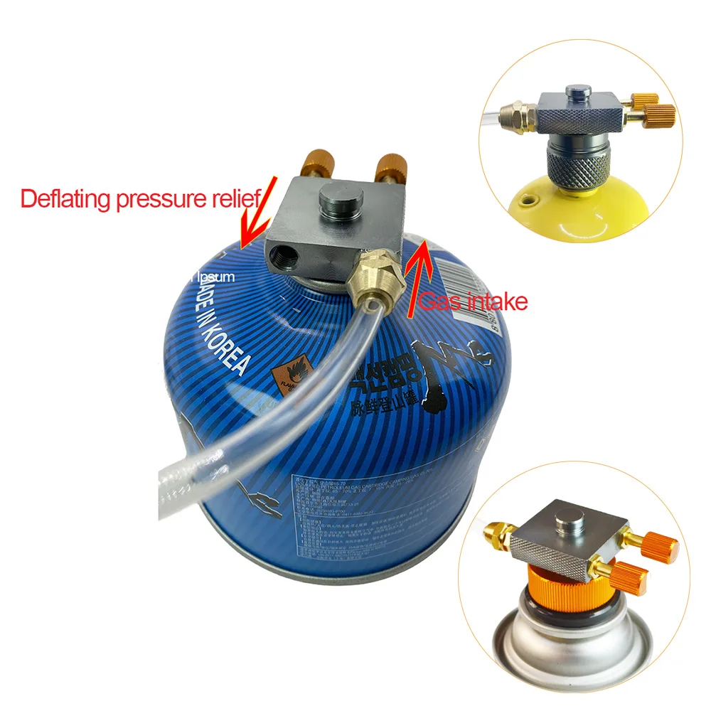 Outdoor Camping Picnic Gas Stove Propane Refill Adapter Gas Tank Pressure Relief Adapter Dual-purpose Connector Conversion Head