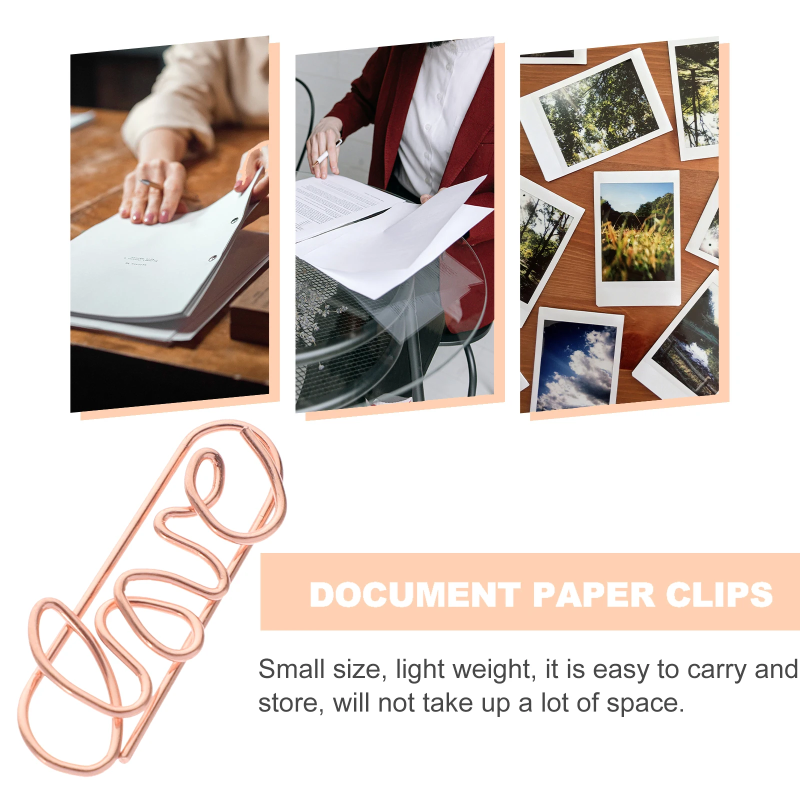 

50pcs Metal Paper Clips Colorful Mini Office Supplies Adorable Book Reading Document Fixing Decorative Rose Gold