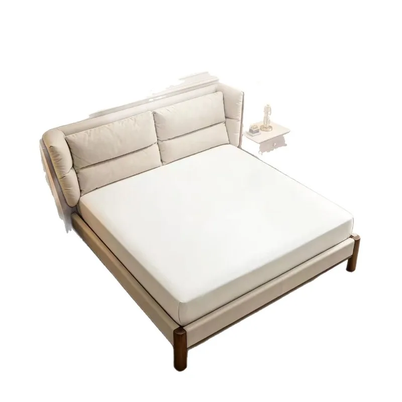 Cream wind solid wood cloud bed soft bag air pressure storage bed master bedroom 1.8 meters 1.5 double wedding bed small