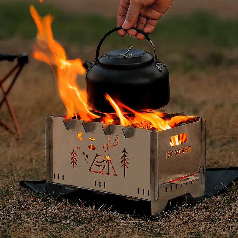Portable Foldable Outdoor Camping Picnics,Stainless Steel Card Stove, Bonfire Stove Heating,Burning Table,Firewood Stove,A883