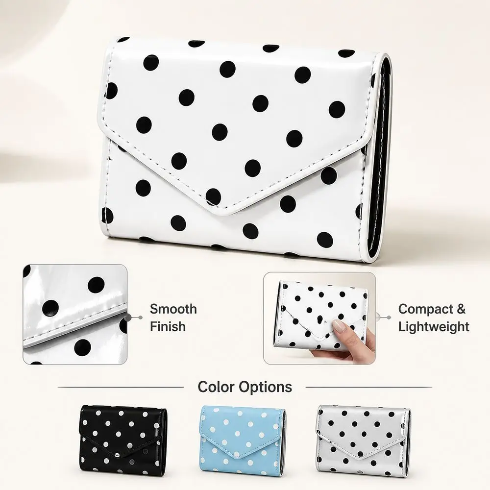 Fashion Polka Dot Pattern Polka Dot Wallet Smooth Surface Korean Style Coin Purse Wear Resistant Clutch Purse for Women