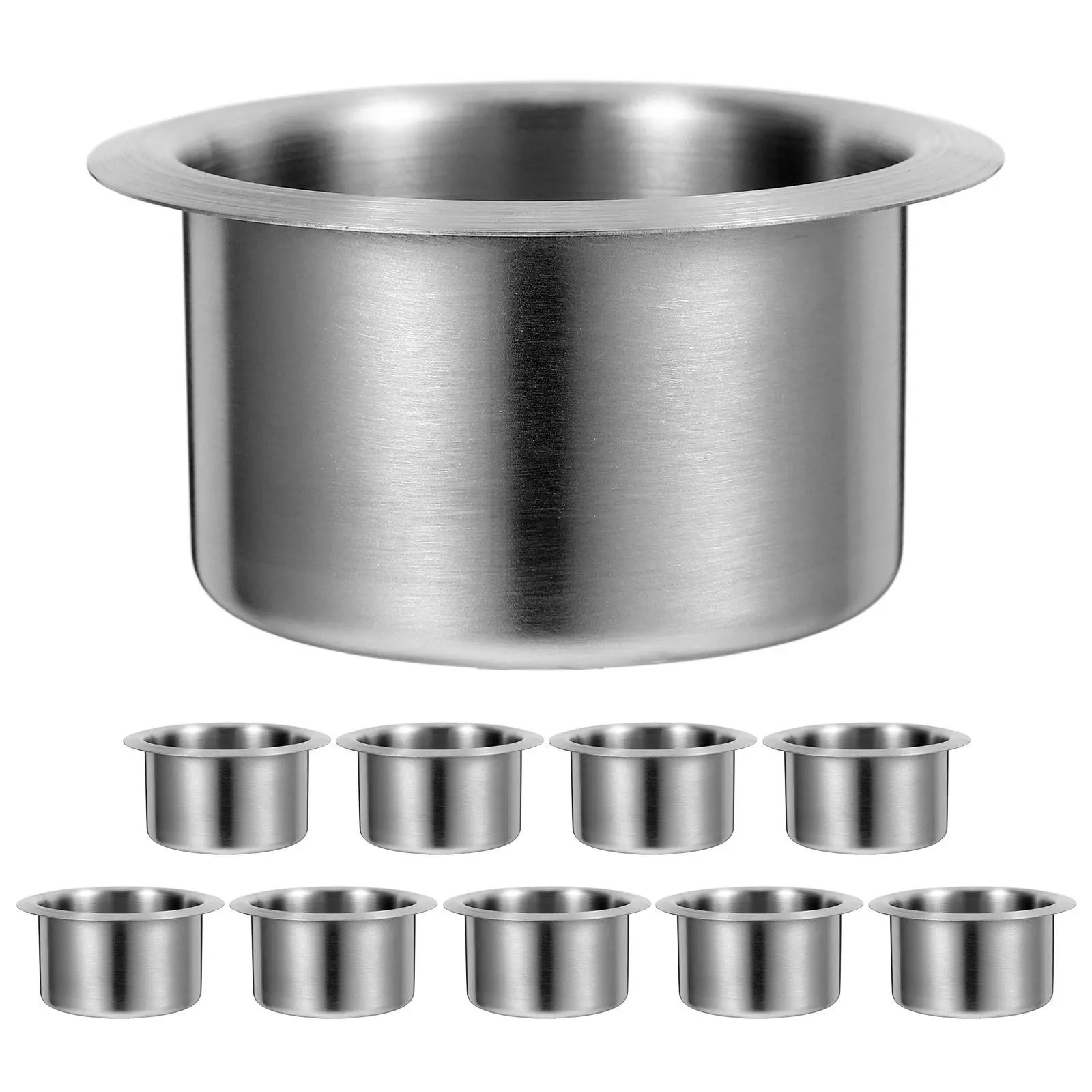 10Pcs Stainless Steel Cup Holder Robust Corrosion Resistant Auto Cup Holder for Motor Homes Car Boat Rv 8.5x5.5cm Secure Stable