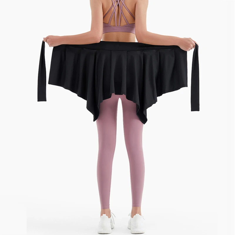 Falda de Yoga deportiva para mujer, Falda corta de vendaje de una pieza, toalla de cobertura de cadera, pantalón de baile de Ballet, vestido de