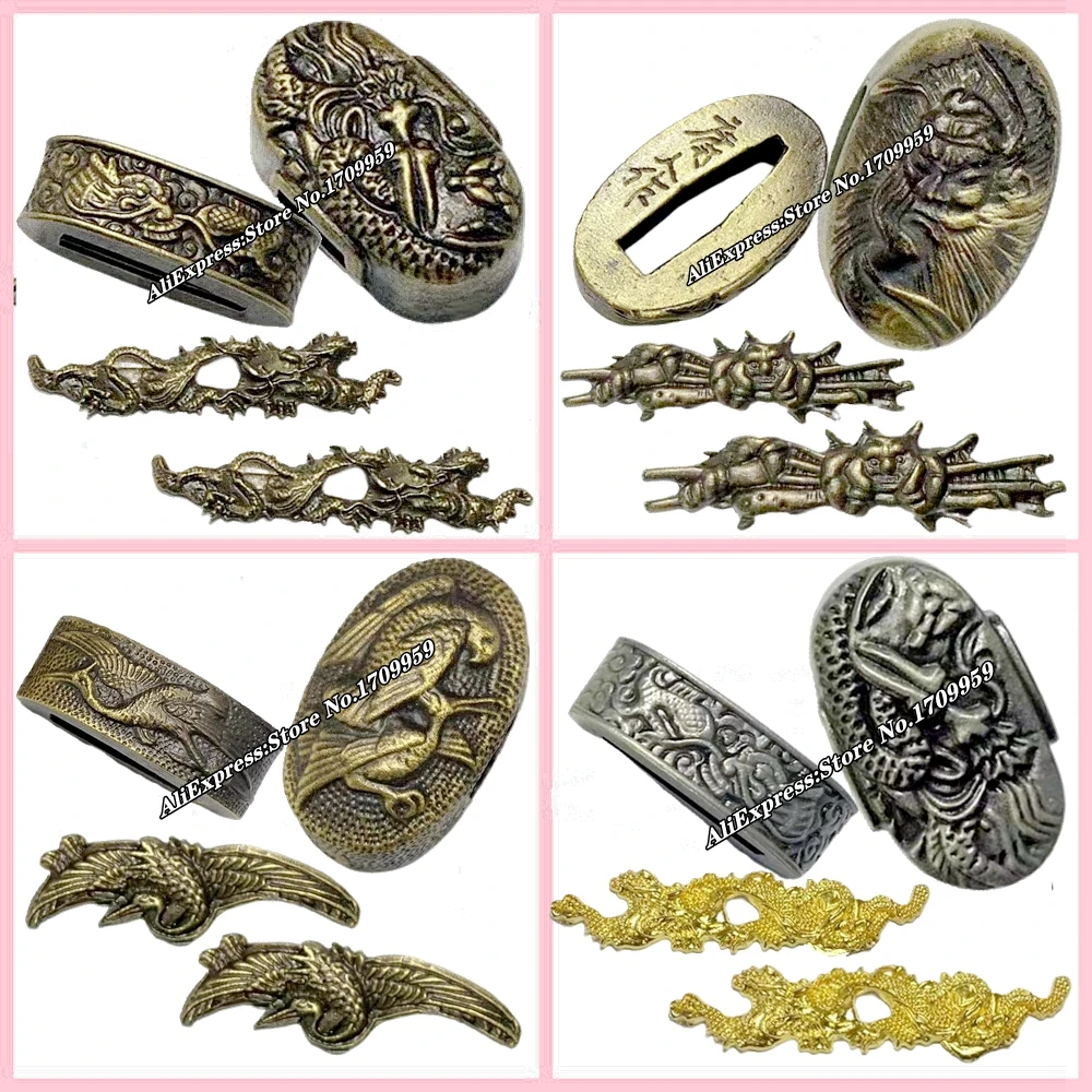 Japonês samurai katana/wakizashi/tanto espada lidar com acessórios conjunto tsuka acessório boa qualidade liga menuki + fuchi + kashira