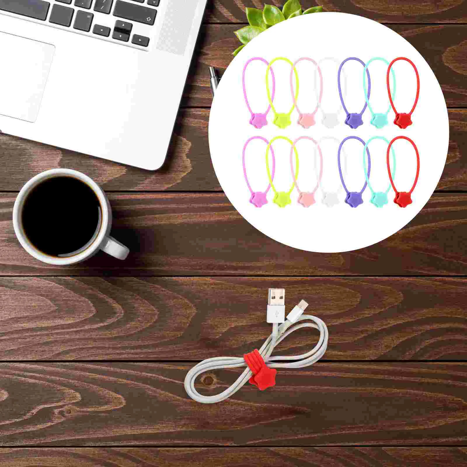 

14 Pcs Star Winder Cord Keeper Magnetic Cable Ties Wire Organizer Clip Data Line