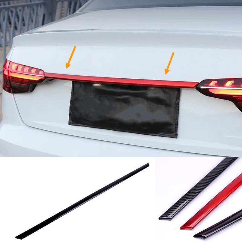 Car decoration FIT FOR Audi A4 2020 2021 2022 2023  ABS RED black carbon fiber Rear door trunk trim cover Decorative strip