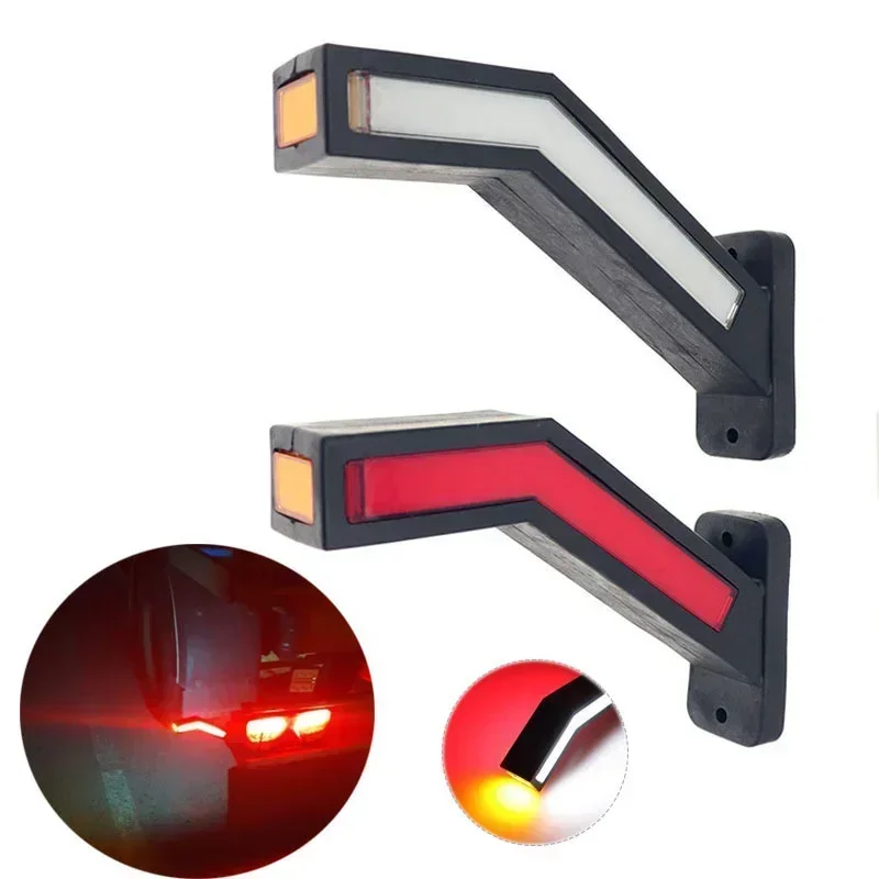 2PCS LED Neon Stalk Side Marker Light 12V 24V Truck Trailer Warning Indicator Position Lamp Universal Waterproof Amber Red White