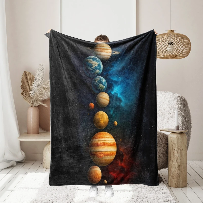 Galaxy Home Textiles - 갤럭시 행성 패턴 플란넬 프린트 담요
