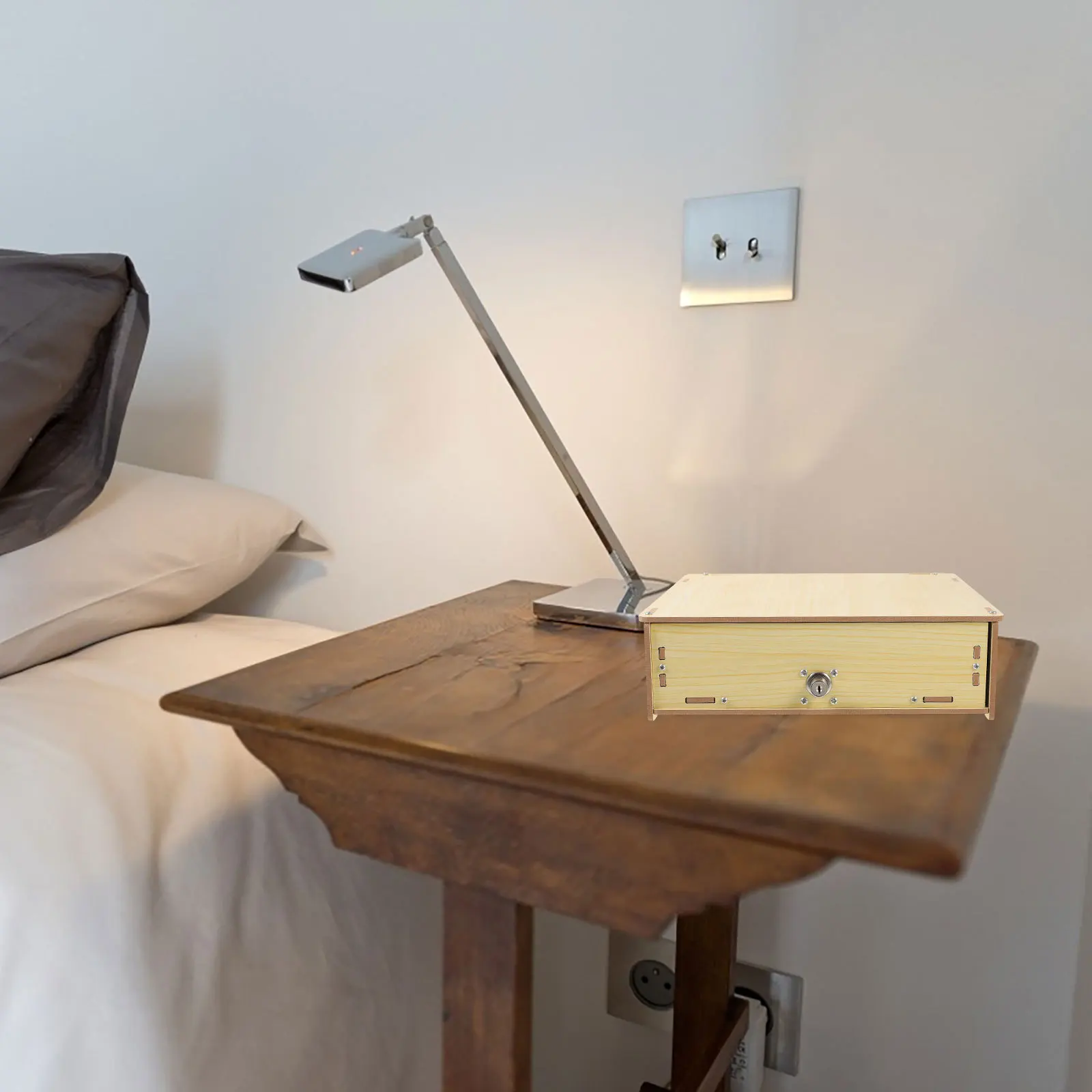 صينية درج النقود الخشبية، منظم تخزين الأموال متعدد الأقسام لملف سطح المكتب لتسجيل النقود واستبدال فرز العملات المعدنية