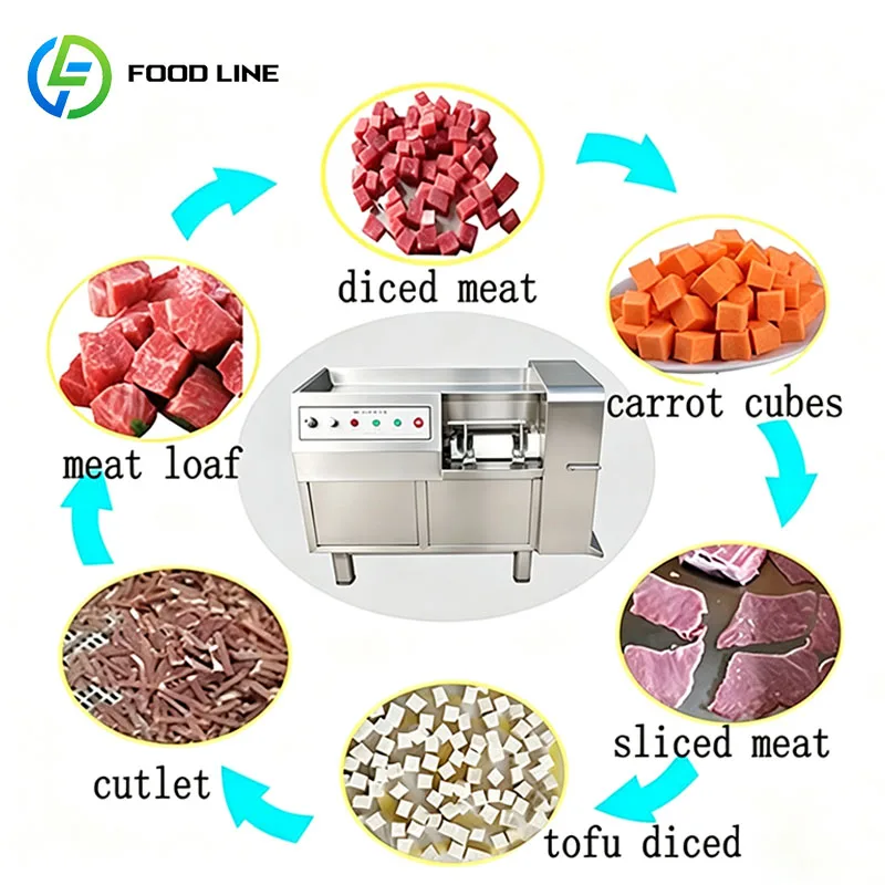 Commercial Cube Cutting Machine Meat Dicer for Potato Carrot Pork Onion and Restaurant Ingredients Customized