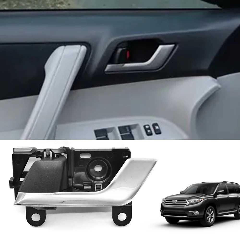 for Toyota Highlander 2008-2013 Car Interior Door Handle Silver Left Front Driver Side Primed with Door Lock Button Accessories