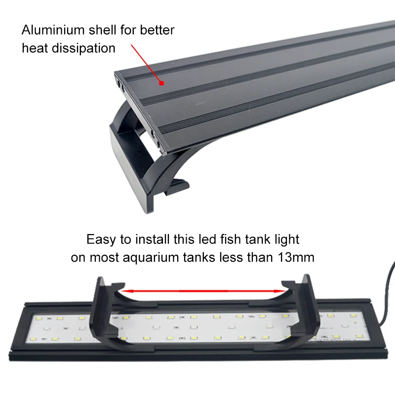 Aquarium LED Light for 16-64CM Fish Tank Full Spectrum Clip Lamp LED Aquatic Water Plant Grow with Timer and Dimming 110v 220v