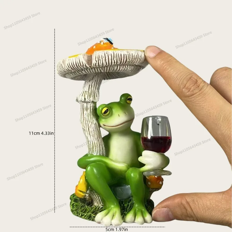 For Mushroom Frog Resin Ornament Outdoor Garden Ornament, Home Decoration Plant
